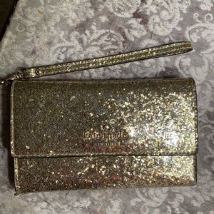 Kate spade gold glitter wristlet